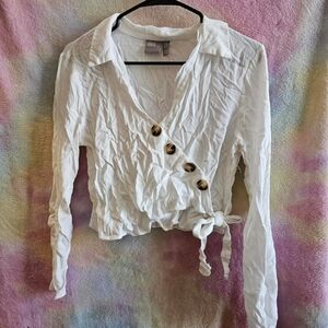 ASOS White Wrap Around Button Blouse - Size US 6 / UK 10